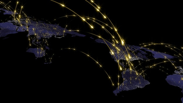 Resumen de representación 3D de la red mundial de internet y el concepto de conexión global