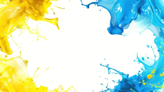 Resumen Salpicaduras de pintura azul y amarilla