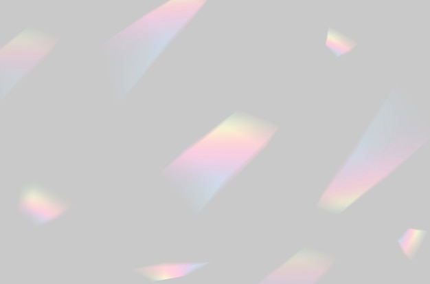Resumen de la superposición de luz del prisma del arco iris borroso sobre un fondo gris para maqueta y decorativo
