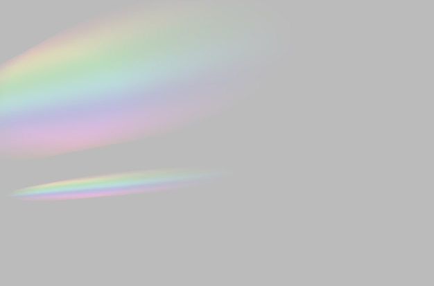 Resumen de la superposición de luz del prisma del arco iris borroso sobre un fondo gris para maqueta y decorativo