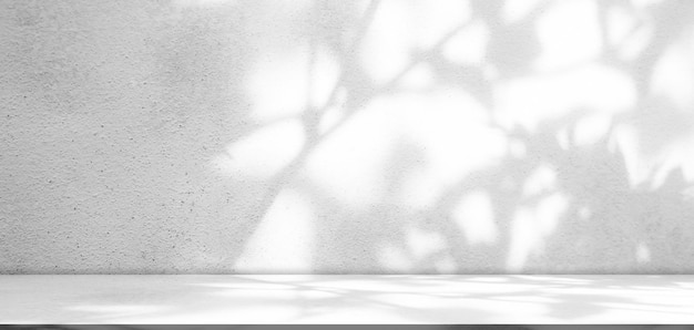 Resumen de superposición de sombras en la pared de la mesa Sala de estudio BackgroundGrey Color de verano Tropical con hojas de plantas de silueta en el mostrador del piso BarEmpty Design Food Kitchen Shelf Pattern Texture Platform