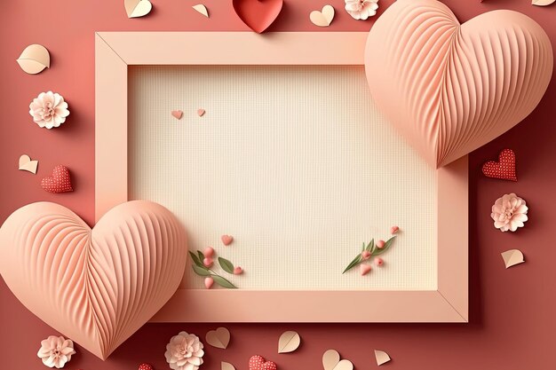 Resumen Tarjeta de felicitación del día de San Valentín Mockup Banner de amor creativo Ilustración digital AI