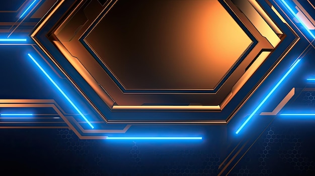 Resumen tecnología futurista vidrio metal estilo azul carbono cobre color fondo papel tapiz banner IA generativa