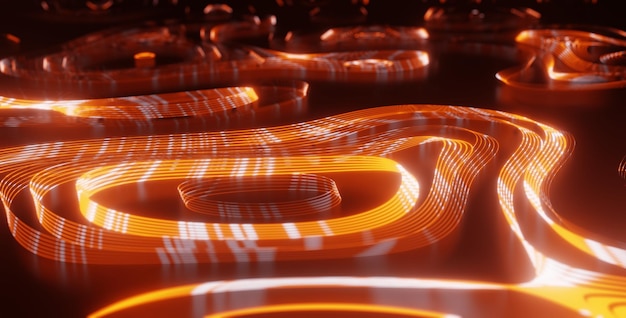 Resumen tecnología naranja fondo fractal fondo hitech y big data fondo illustrationNetwork línea conectar corriente Concepto de tecnología AI comunicación digital ciencia investigación