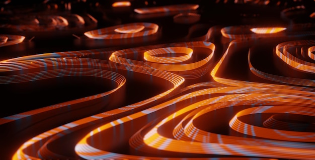 Resumen tecnología naranja fondo fractal fondo hitech y big data fondo illustrationNetwork línea conectar corriente Concepto de tecnología AI comunicación digital ciencia investigación