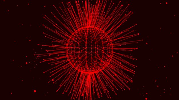 Resumen tecnología plexo rojo ciencia en concepto de esfera giratoria Esfera Tecnología digital plexo estructura Big Data Plexus effec