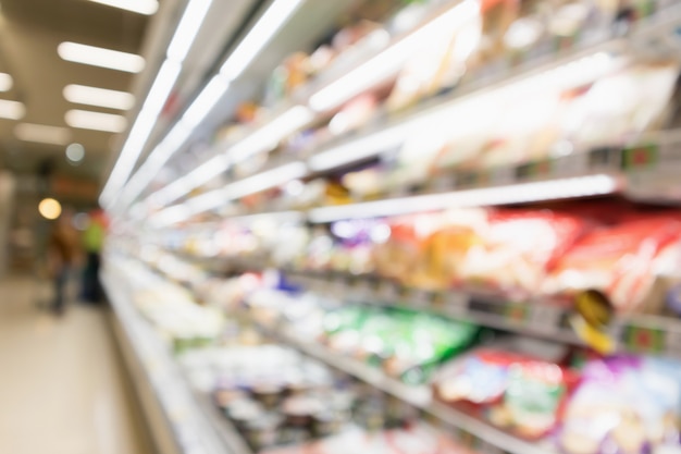 Resumen de la tienda de abarrotes de supermercado borrosa fondo desenfocado con luz bokeh