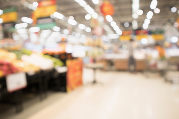 Resumen de la tienda de abarrotes de supermercado borrosa fondo desenfocado con luz bokeh