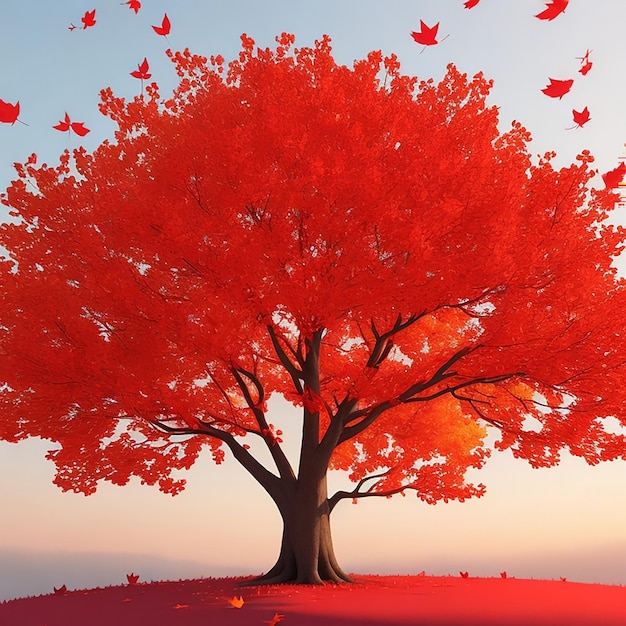 Resumo 3d Árvore colorida com folhas em galhos pendurados ilustração de fundo gerada por IA