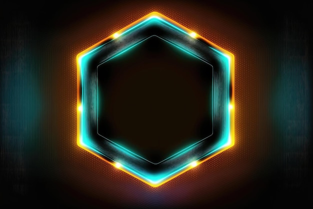 Resumo da forma de hexágono neon isolada no fundo no centro das atenções