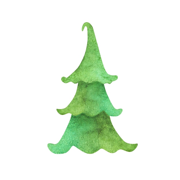 Resumo de árvore de Natal isolado em fundo branco Ilustração de Natal desenhada à mão em aquarela Arte para decoração de design