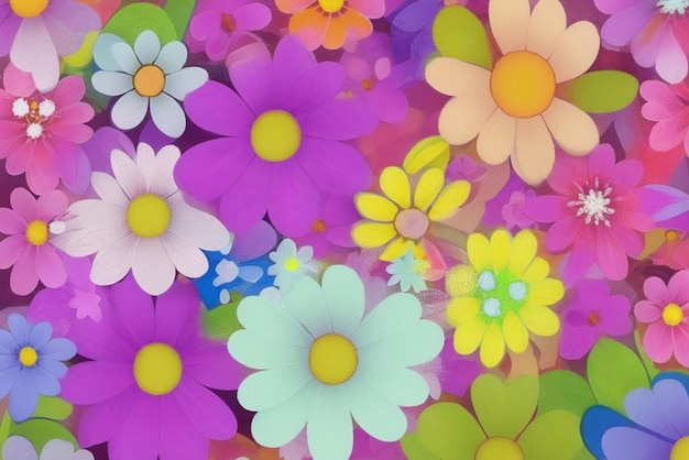 Foto resumo de fundo de várias pequenas flores de cores diferentes