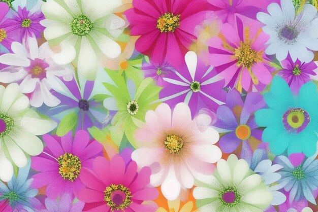 Foto resumo de fundo de várias pequenas flores de cores diferentes