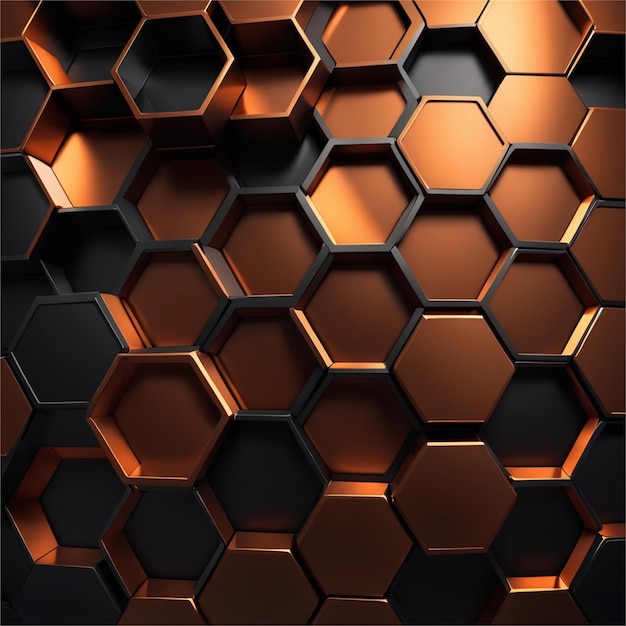 Resumo de hexágono em formato de laranja e escuro
