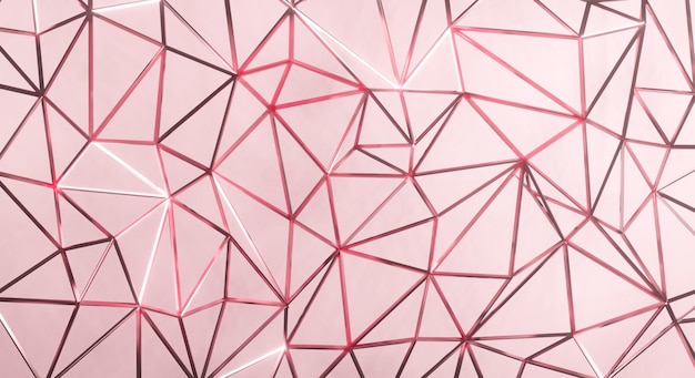 Foto resumo do teste padrão do triângulo rosa pastel. renderização 3d fofa para banner. textura de fundo de estrutura de arame.