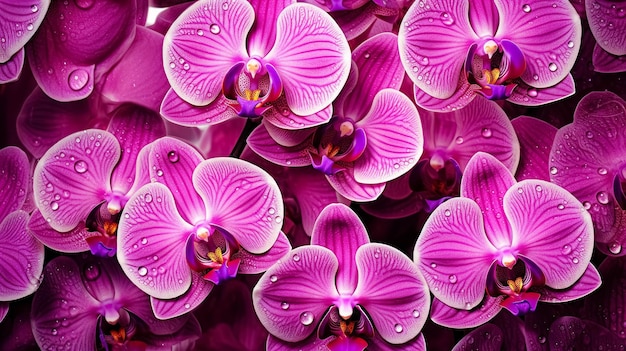 Resumo Magenta Orquídea Textura Flores Padrão com Foco em Detalhes de Pétalas Vibrantes