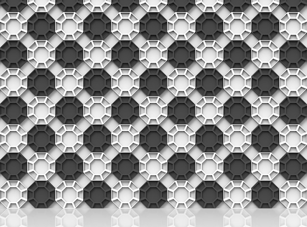 Resumo tabuleiro de xadrez cor hexagonal estilo padrão parede de fundo com reflexão sobre o