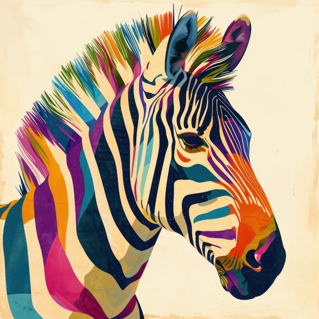 Resumo Zebra Uma cabeça listrada selvagem na África exótica