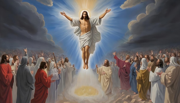 Foto la resurrección de jesucristo el concepto de arte de la segunda venida