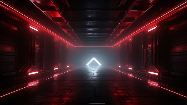 Retângulo de laser de néon vermelho brilhante de ficção científica futurista