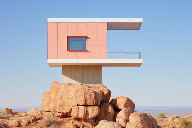 Retiro minimalista en el desierto Infraestructura de energía renovable Fotografía de moda Ecoturismo