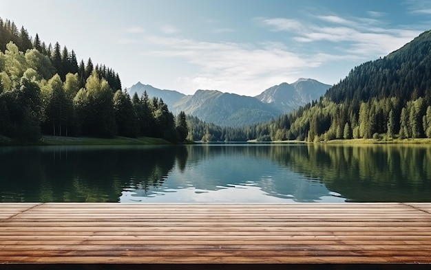 El retiro del muelle de madera del lago Serene Mountain