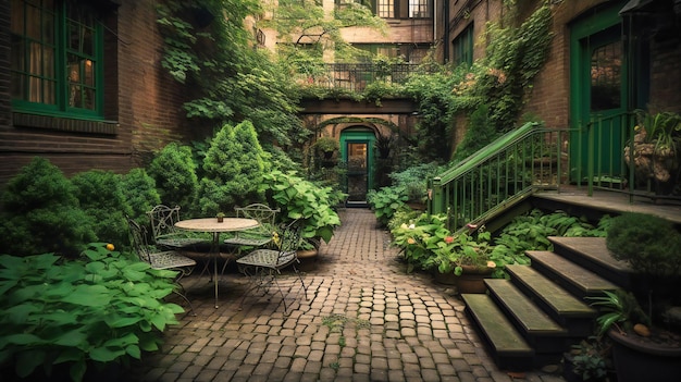 Un retiro sereno en el jardín que brinda un respiro de paz en medio del caos de la ciudad