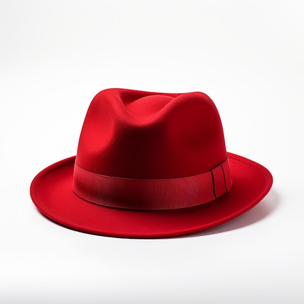 Retocado mínimo de sombrero rojo para hombres en fondo blanco aislado