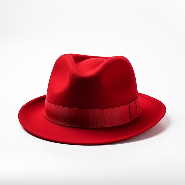 Retocagem mínima de chapéu vermelho para homens em fundo isolado branco