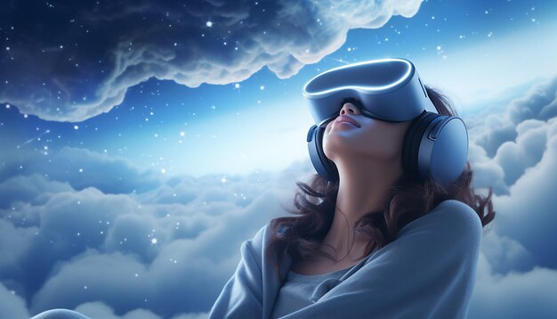 Foto retratar uma experiência de realidade virtual projetada para a blue monday