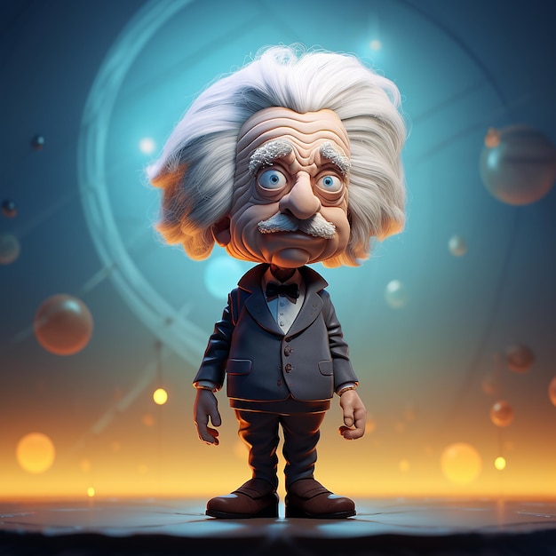 Foto retrato 3d de albert einstein com formação científica