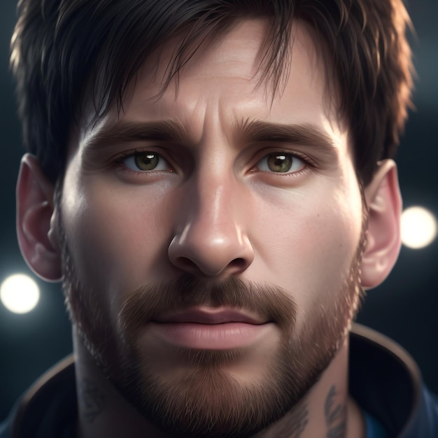 retrato 3D de Lionel Messi