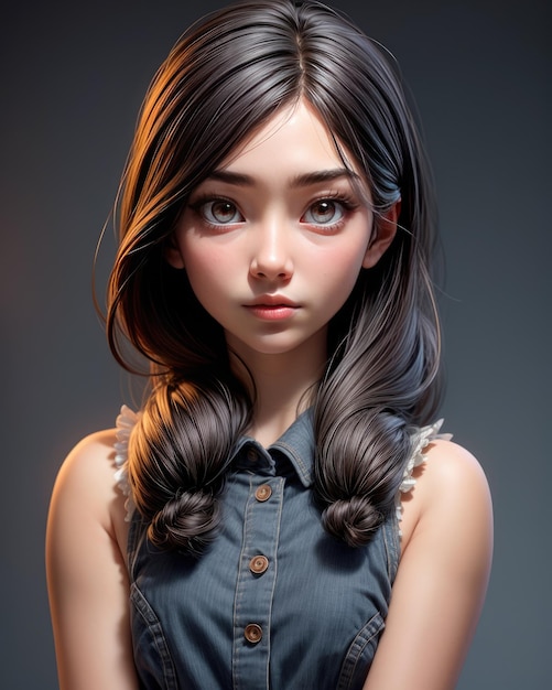 Retrato en 3D de una hermosa mujer joven