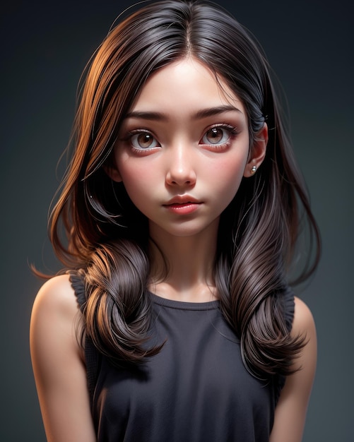 Retrato en 3D de una hermosa mujer joven