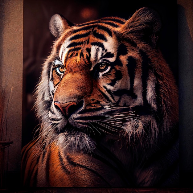 Foto retrato abierto de un tigre impresionante,