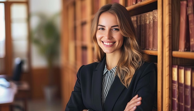 Foto retrato de un abogado sonriente de 25 años