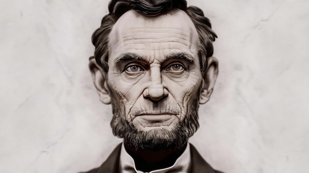 Retrato de Abraham Lincoln aislado sobre un fondo blanco