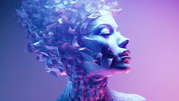 Retrato abstracto cibernético de una mujer tecnología futurista y concepto de robótica generado por ai