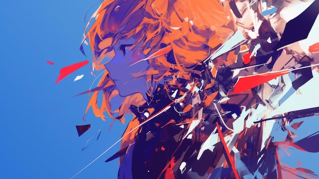 Retrato abstracto en colores vibrantes