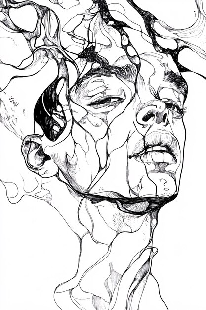 Retrato abstracto de un hombre experimentando intensas emociones