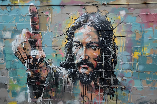 Foto retrato abstracto de jesucristo en una pared