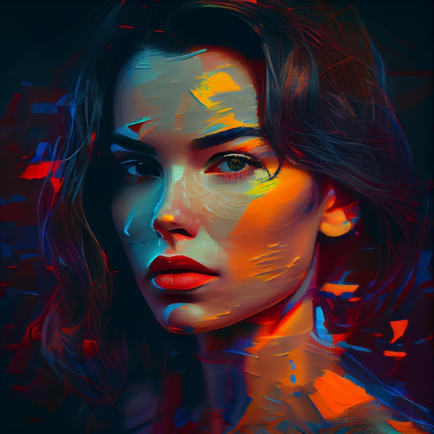 Retrato abstrato de mulher com ilustração de efeito de falha Generative AI