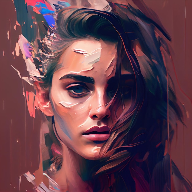 Retrato abstrato de mulher com ilustração de efeito de falha Generative AI