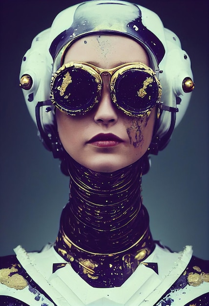 Retrato abstrato de um astronauta de fantasia Homem futurista de alta tecnologia Conceito de realidade virtual