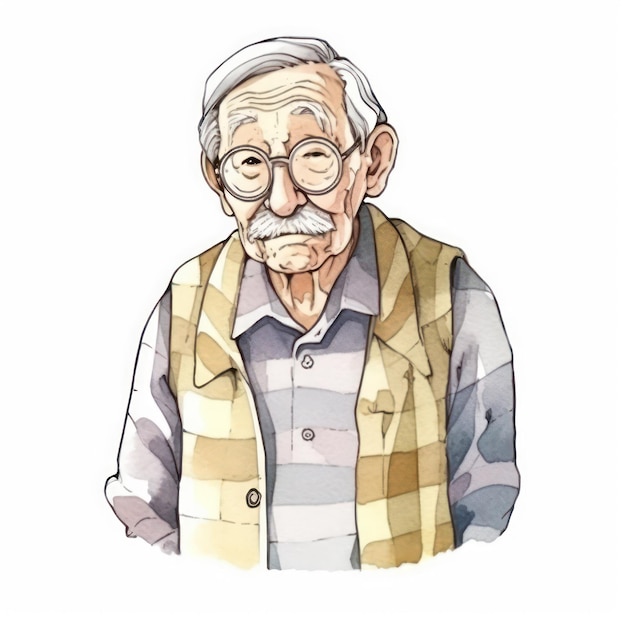 El retrato del abuelo en acuarela