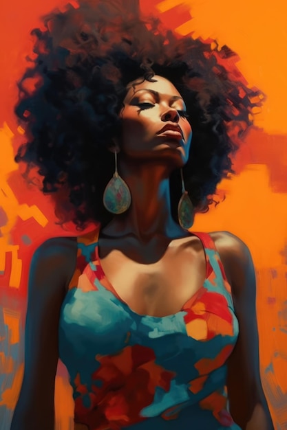 Retrato en acrílico de una hermosa mujer africana