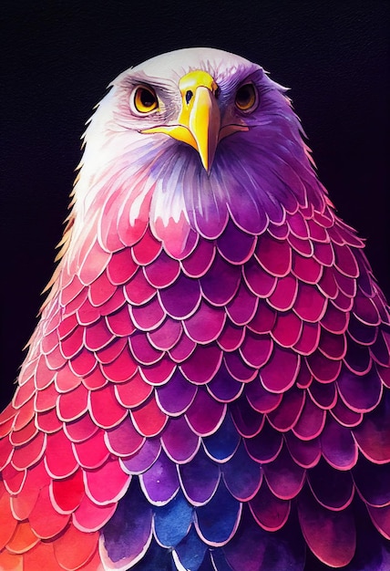 Retrato de acuarela de lindo pájaro águila