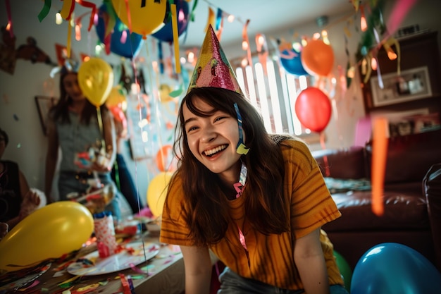 Retrato de un adolescente feliz y sonriente celebrando su cumpleaños
