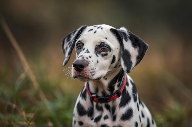 El retrato del adorable cachorro dalmático
