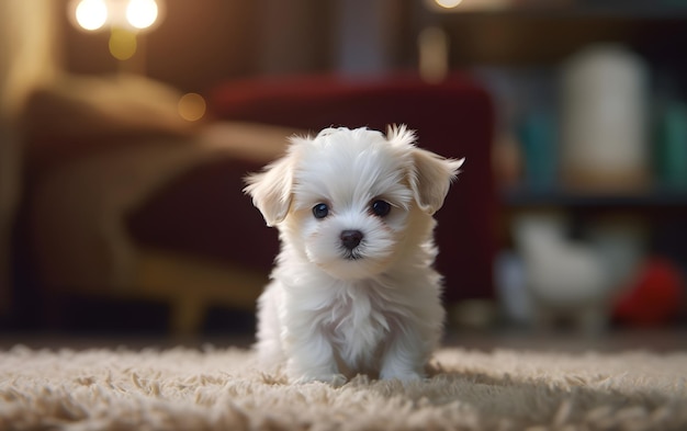 Foto retrato, de, un, adorbale, perro bebé, plano de fondo